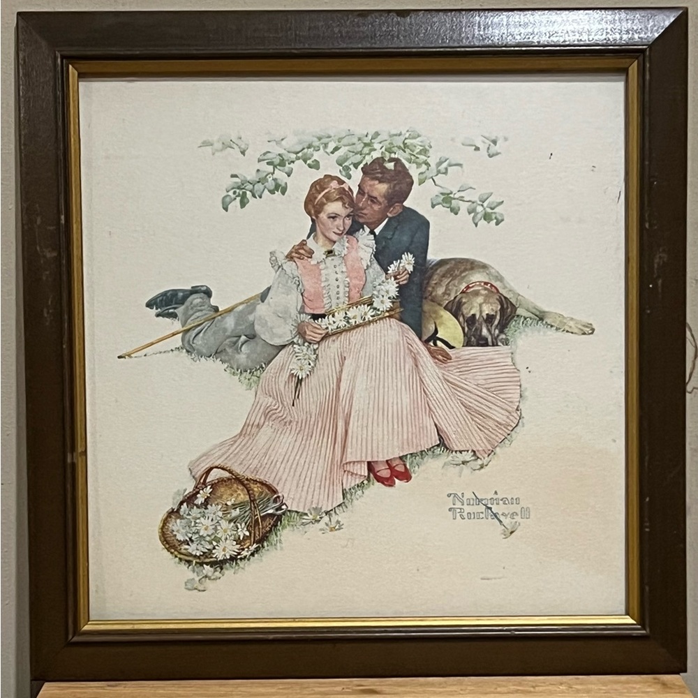Vintage Norman Rockwell Print-Flowers in Tender Bloom 16 1/2”